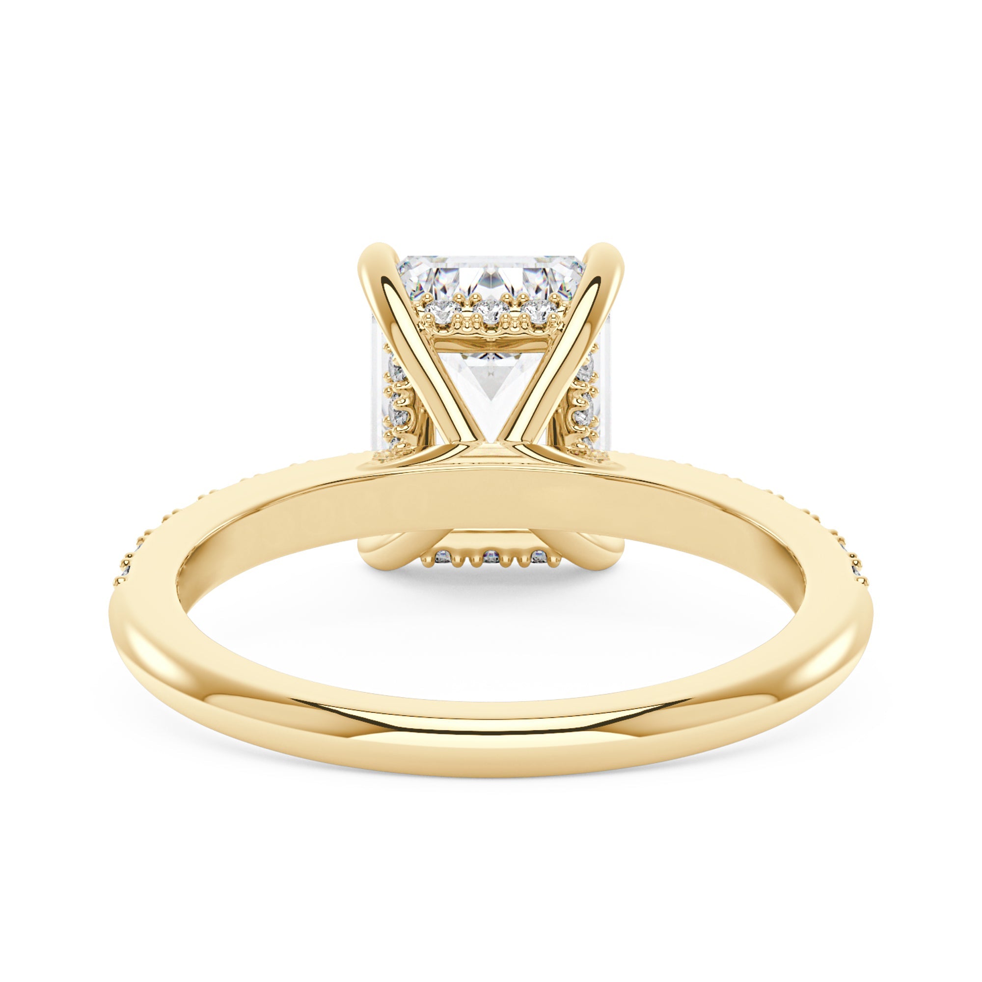 Emerald Hidden Halo Ring With Pavé Band