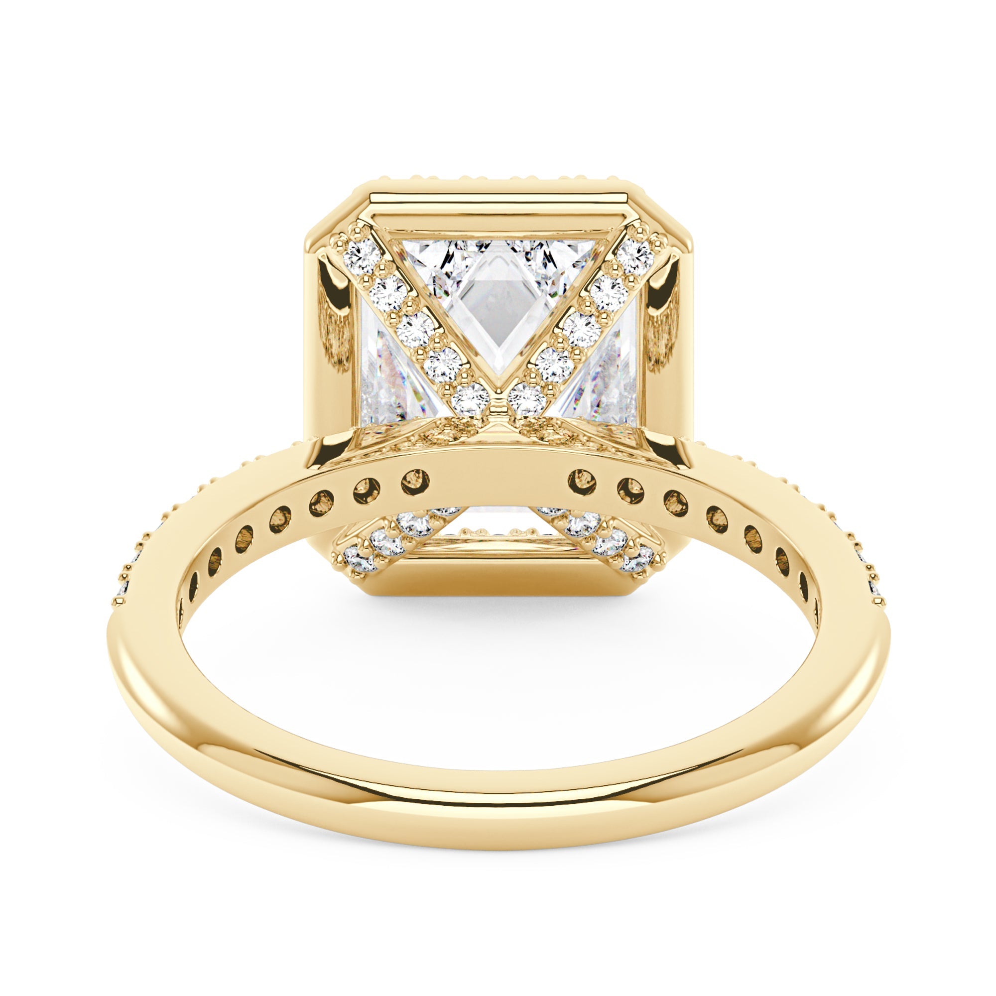 Radiant Halo Ring with Pavé Band