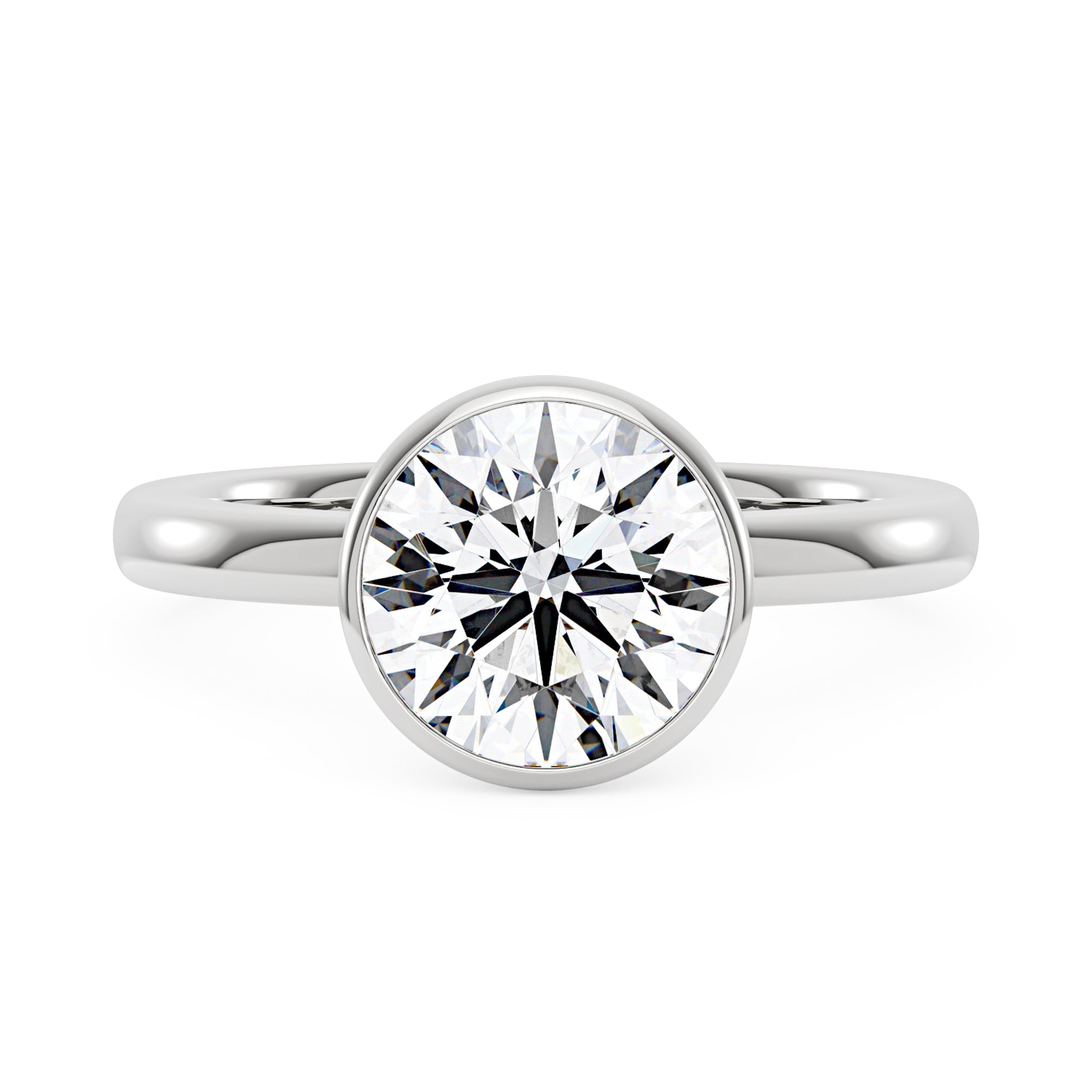 Moissanite Solitaire Round Bezel Ring