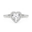 Heart Moissanite Halo Ring with Pavé Band