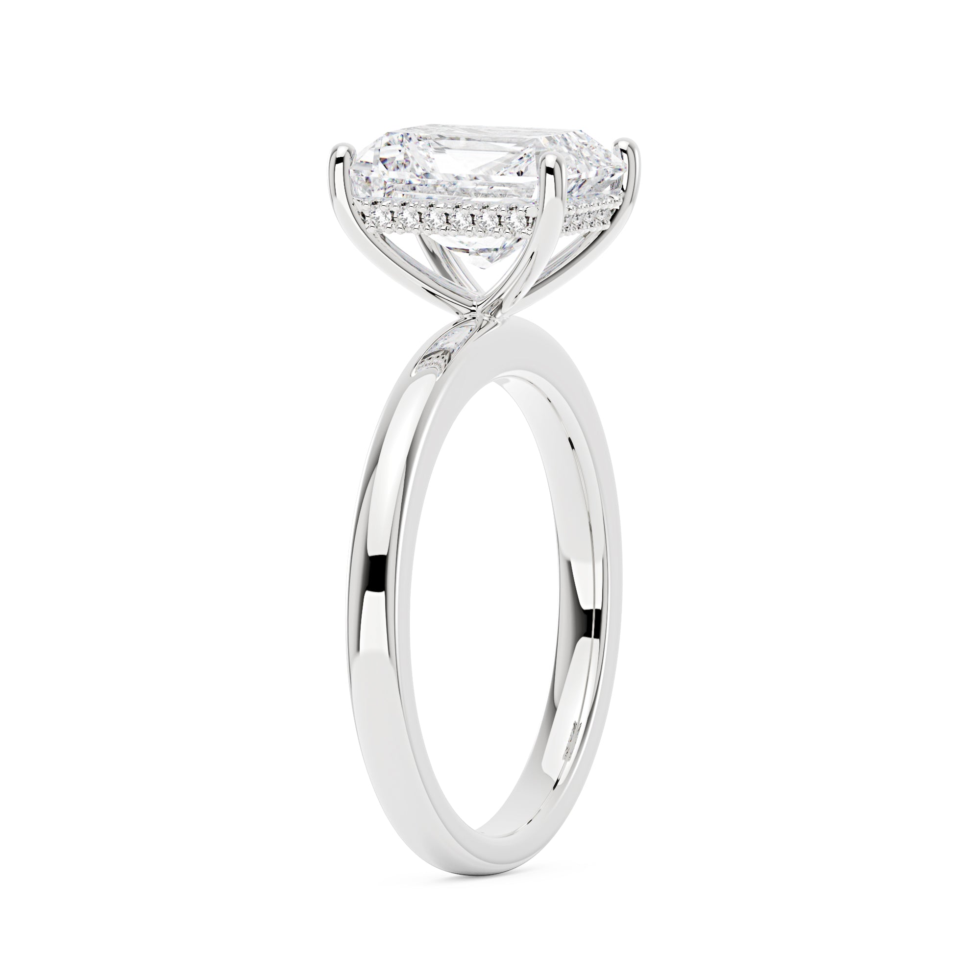 Hidden Halo Radiant Moissanite Ring