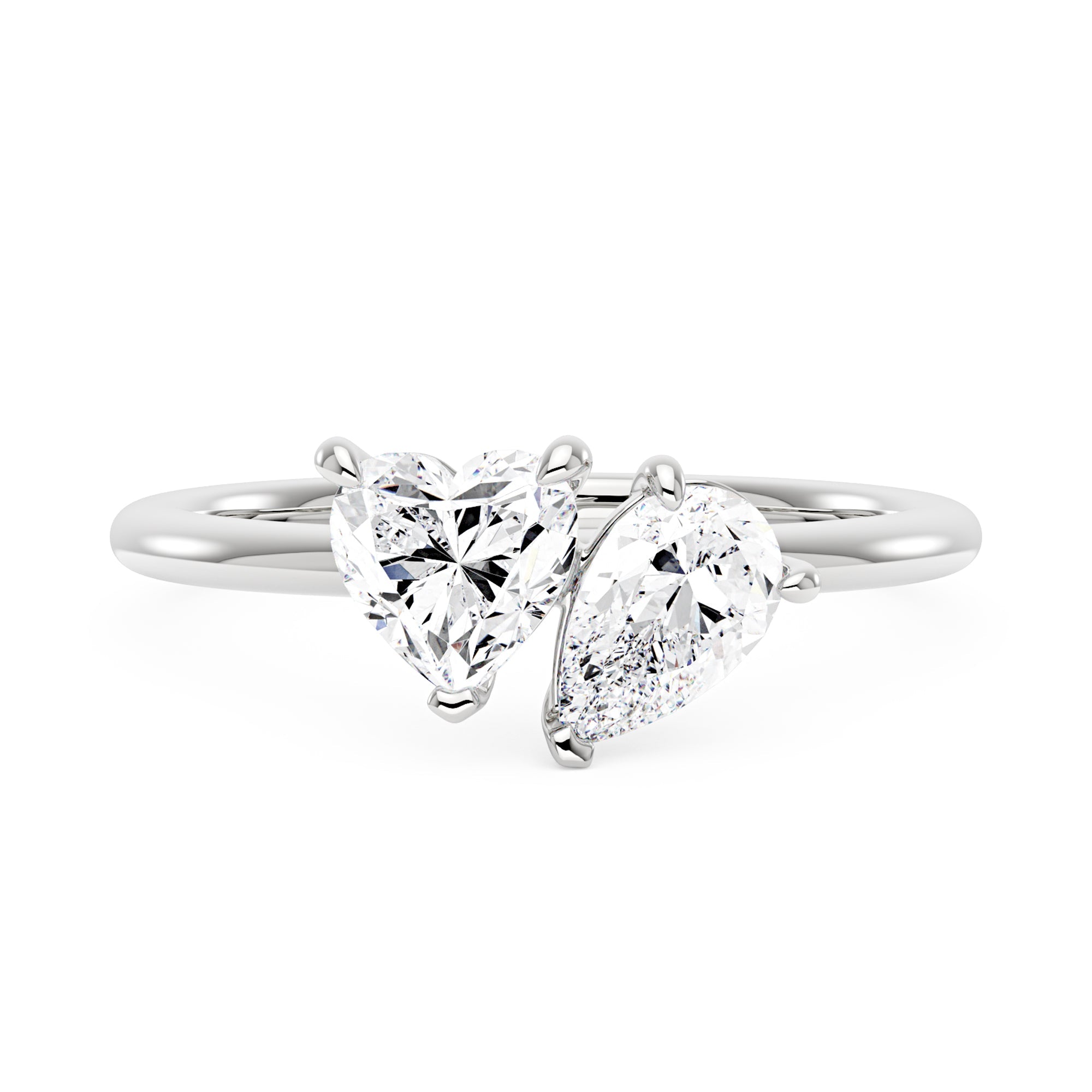 Pear Heart Moissanite Toi et Moi Ring