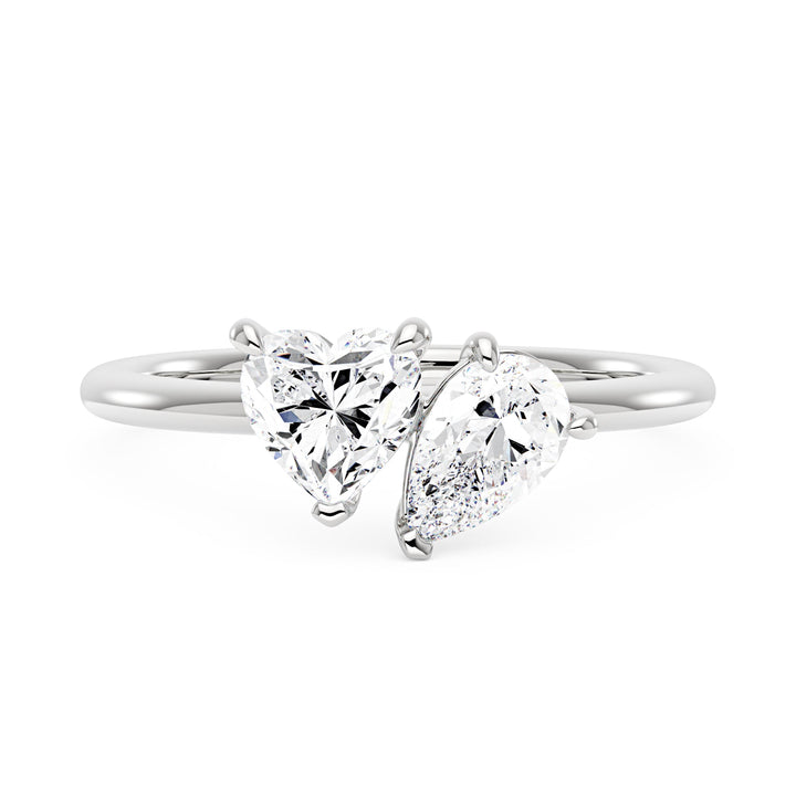 Pear Heart Moissanite Toi et Moi Ring