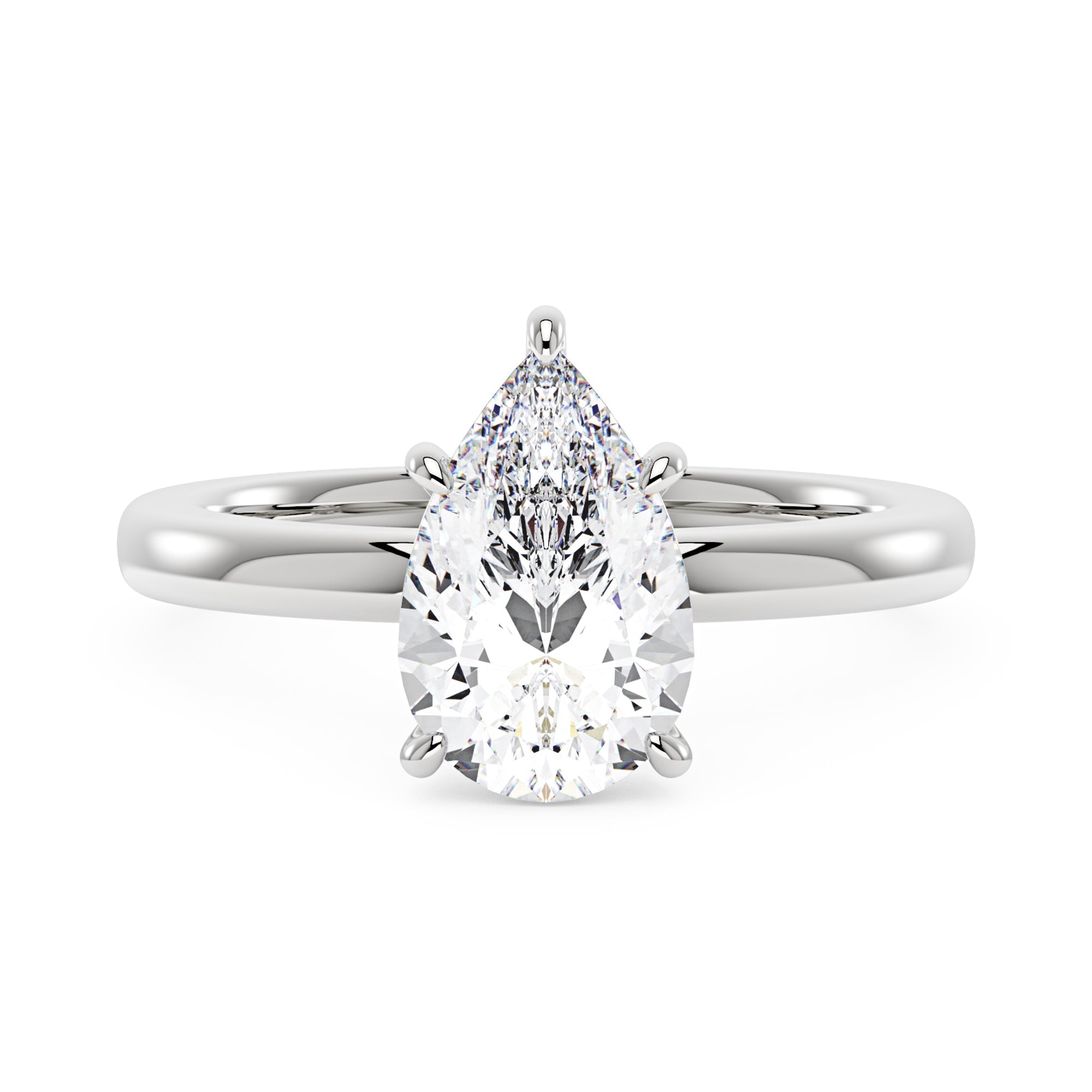 Pear-Shaped Moissanite Solitaire Engagement Ring