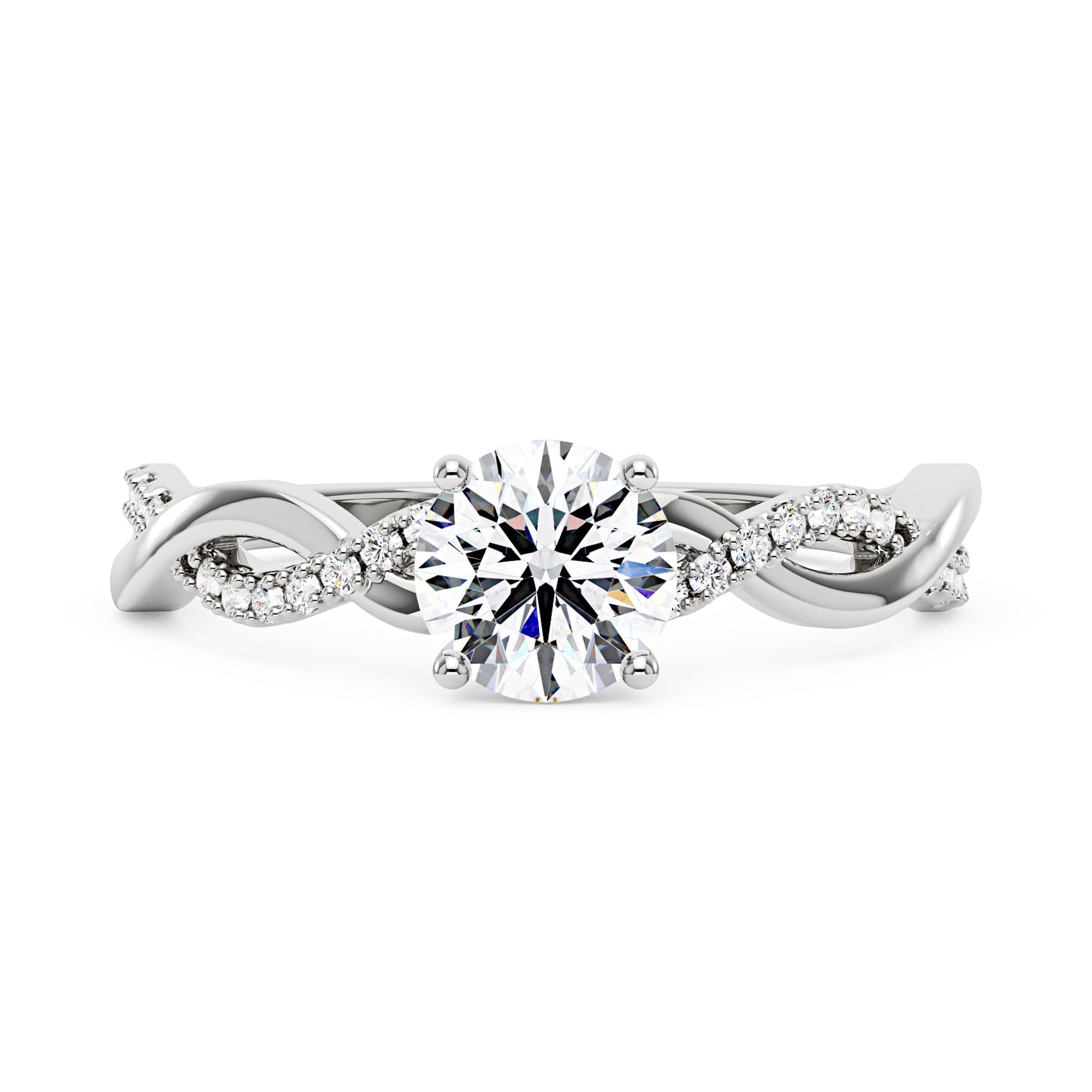 Intertwined Round Solitaire Moissanite Ring