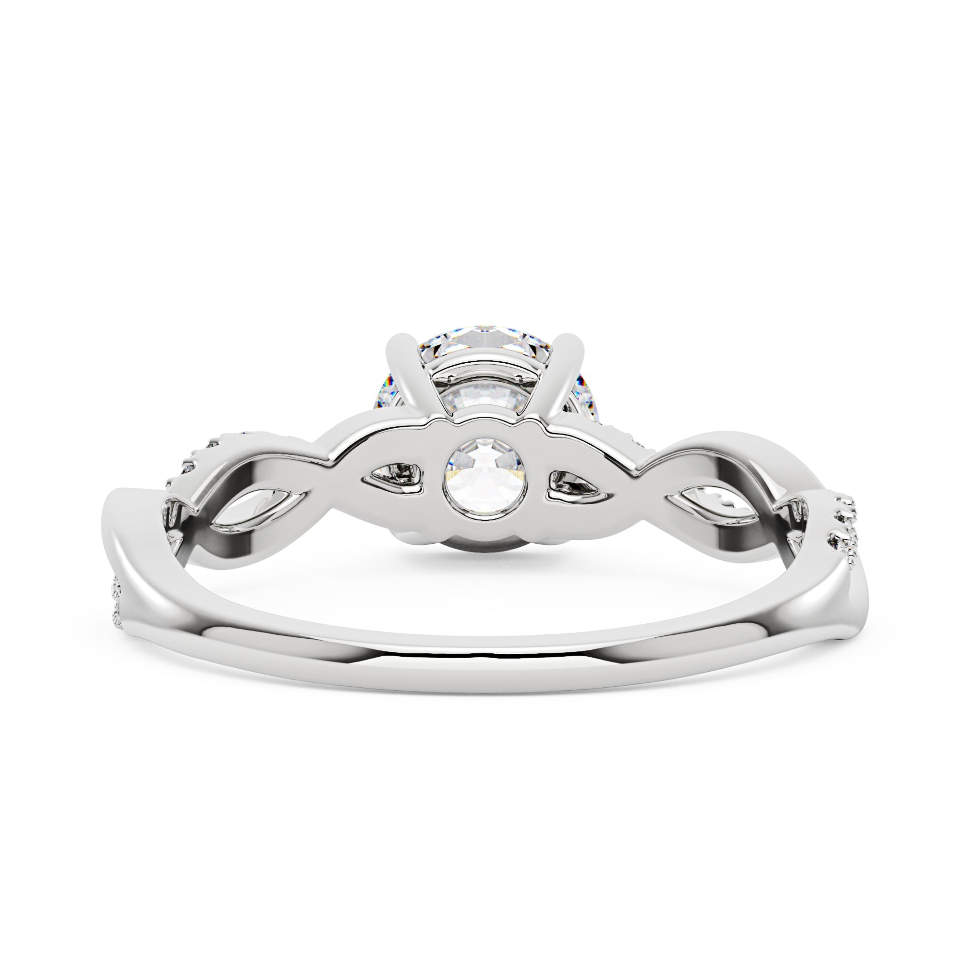 Intertwined Round Solitaire Moissanite Ring