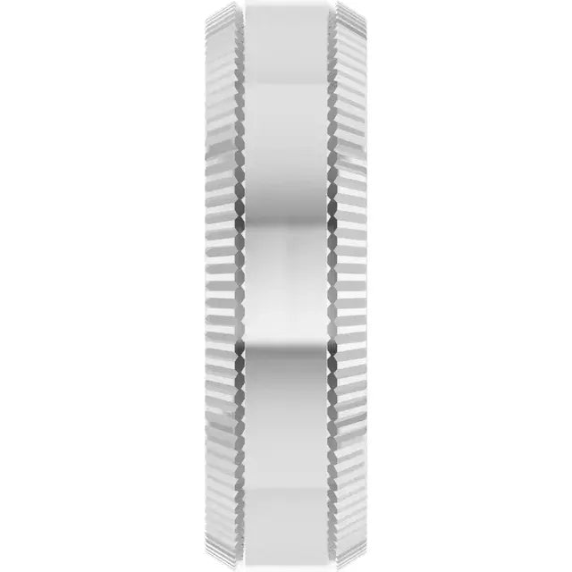 Sleek Edge Beveled Wedding Band