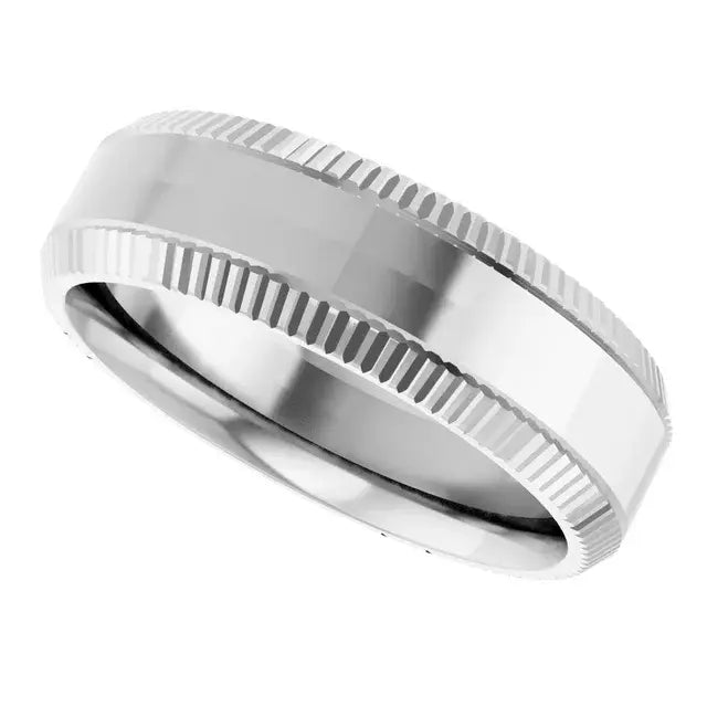 Sleek Edge Beveled Wedding Band