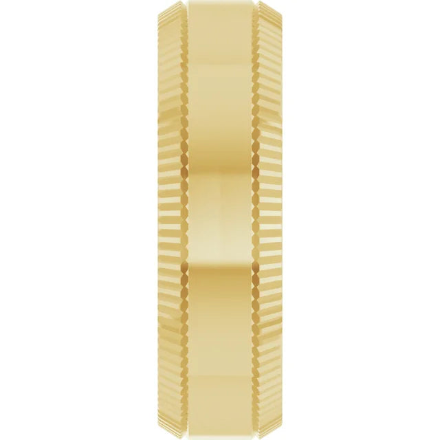 Sleek Edge Beveled Wedding Band