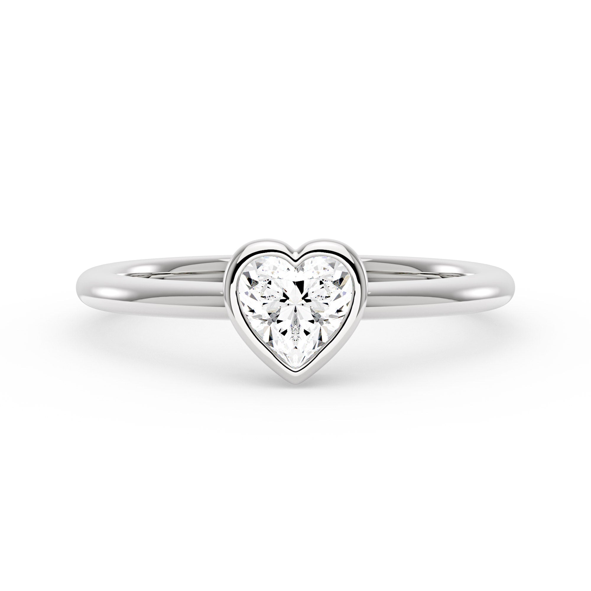 Heart-Shaped Moissanite Bezel Ring