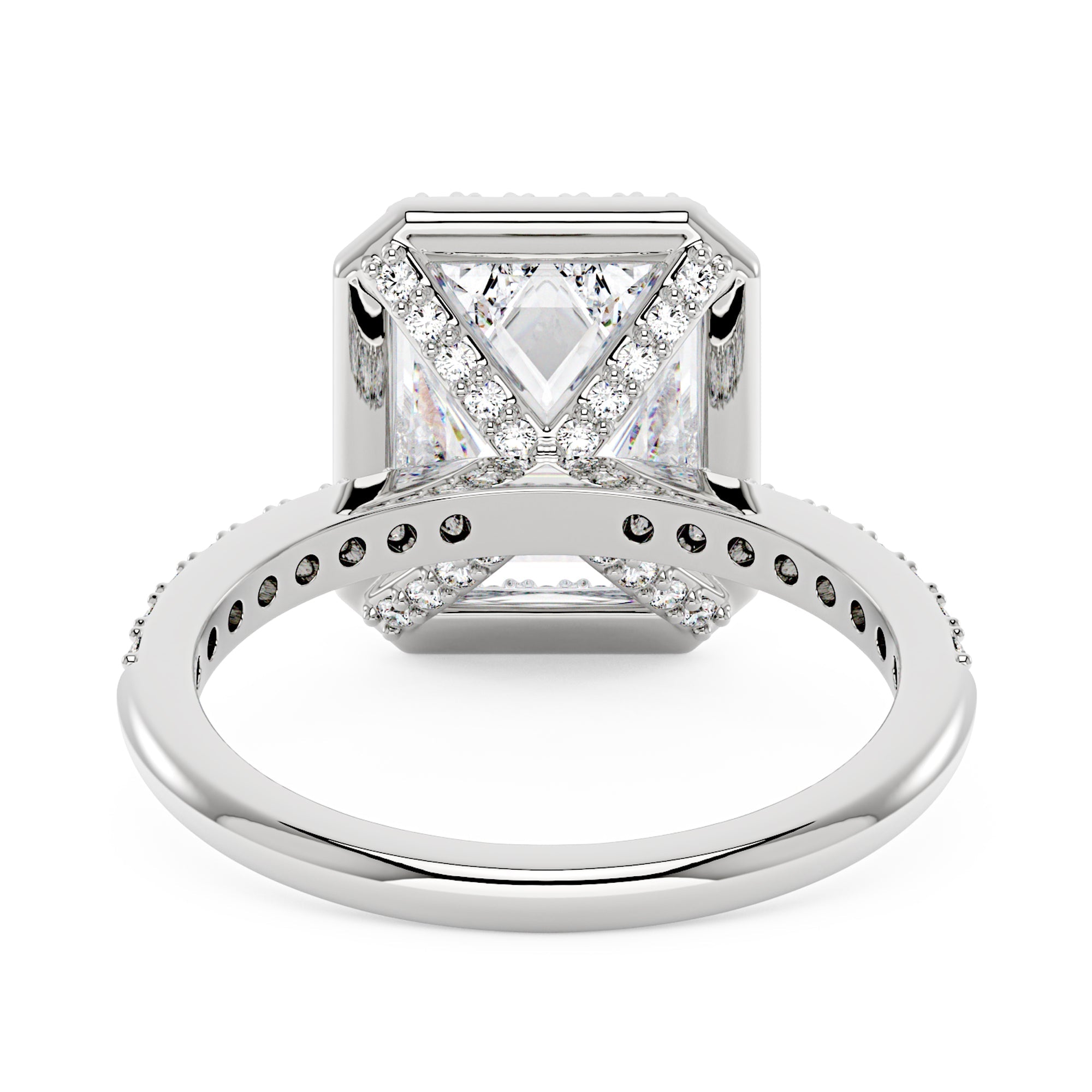 Radiant Halo Ring with Pavé Band