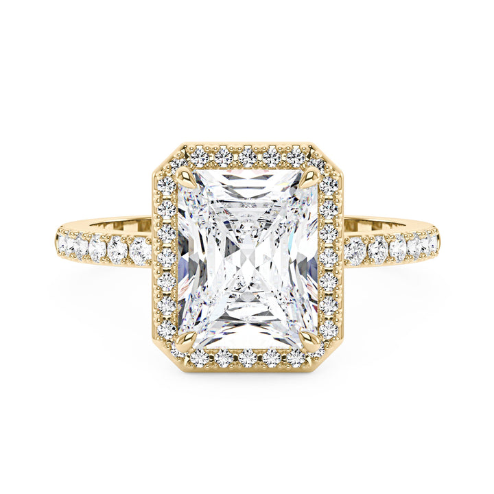 Radiant Halo Ring with Pavé Band