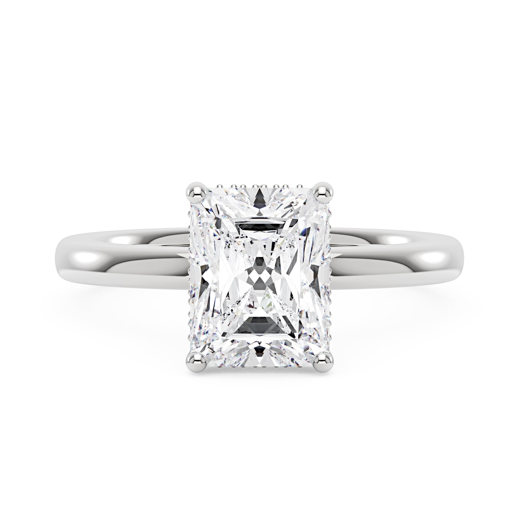 Hidden Halo Radiant Moissanite Ring