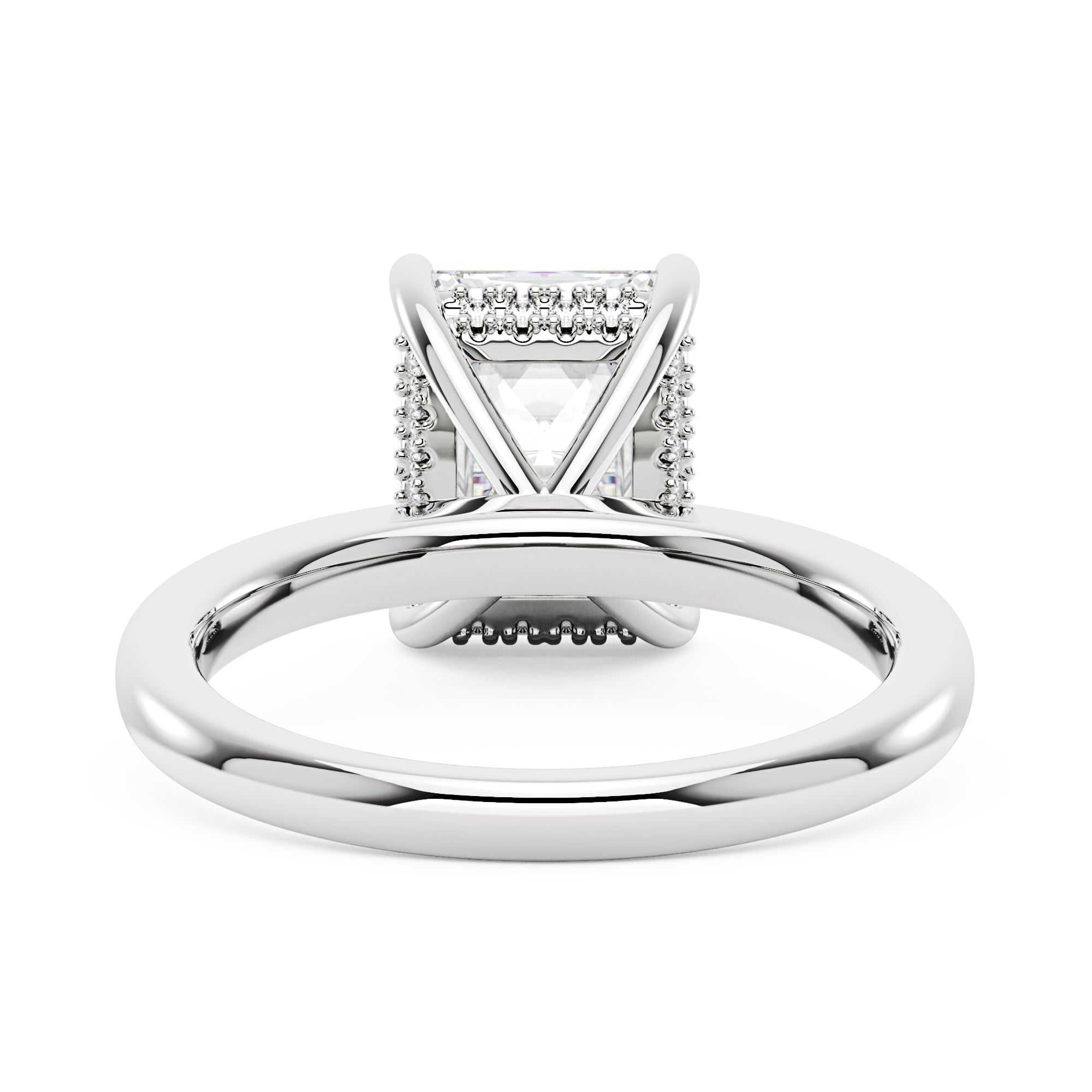 Hidden Halo Radiant Moissanite Ring