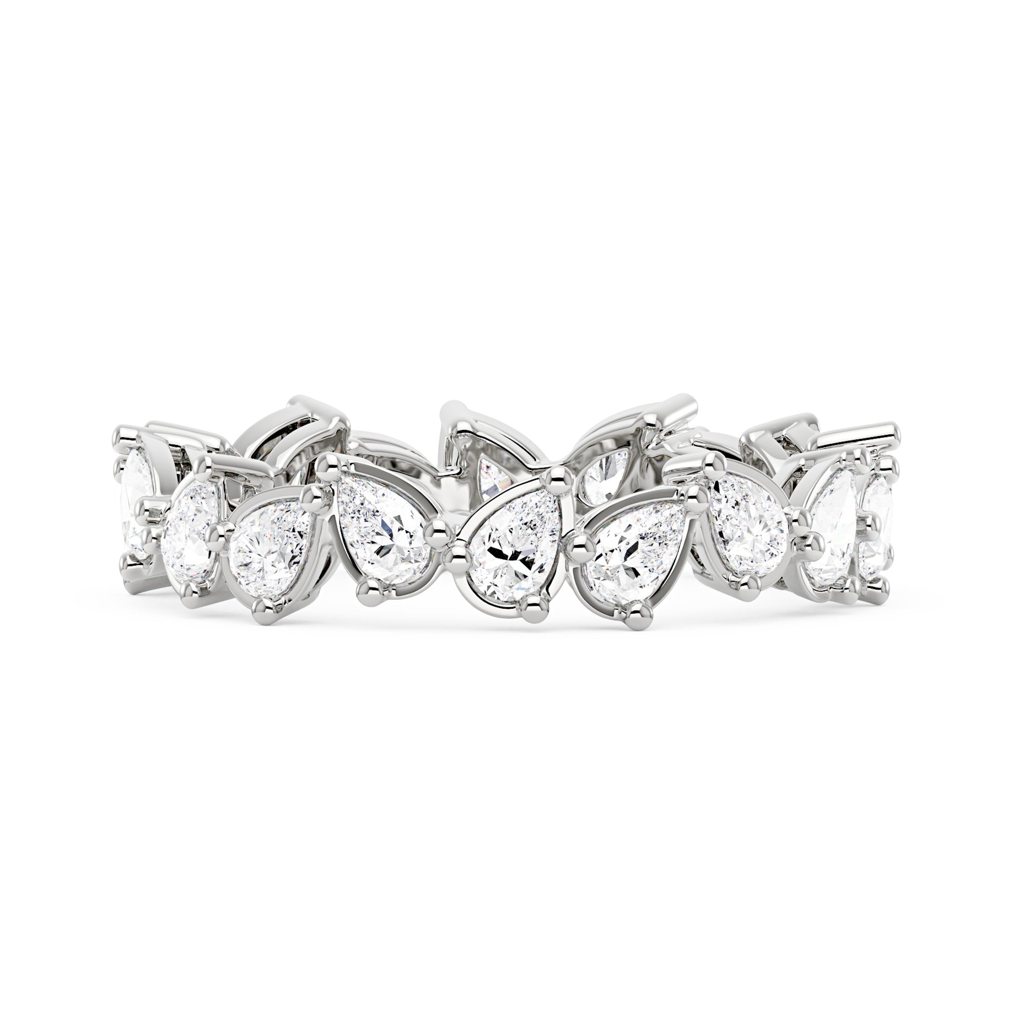 Irregular Pear Moissanite Bezel Eternity Band