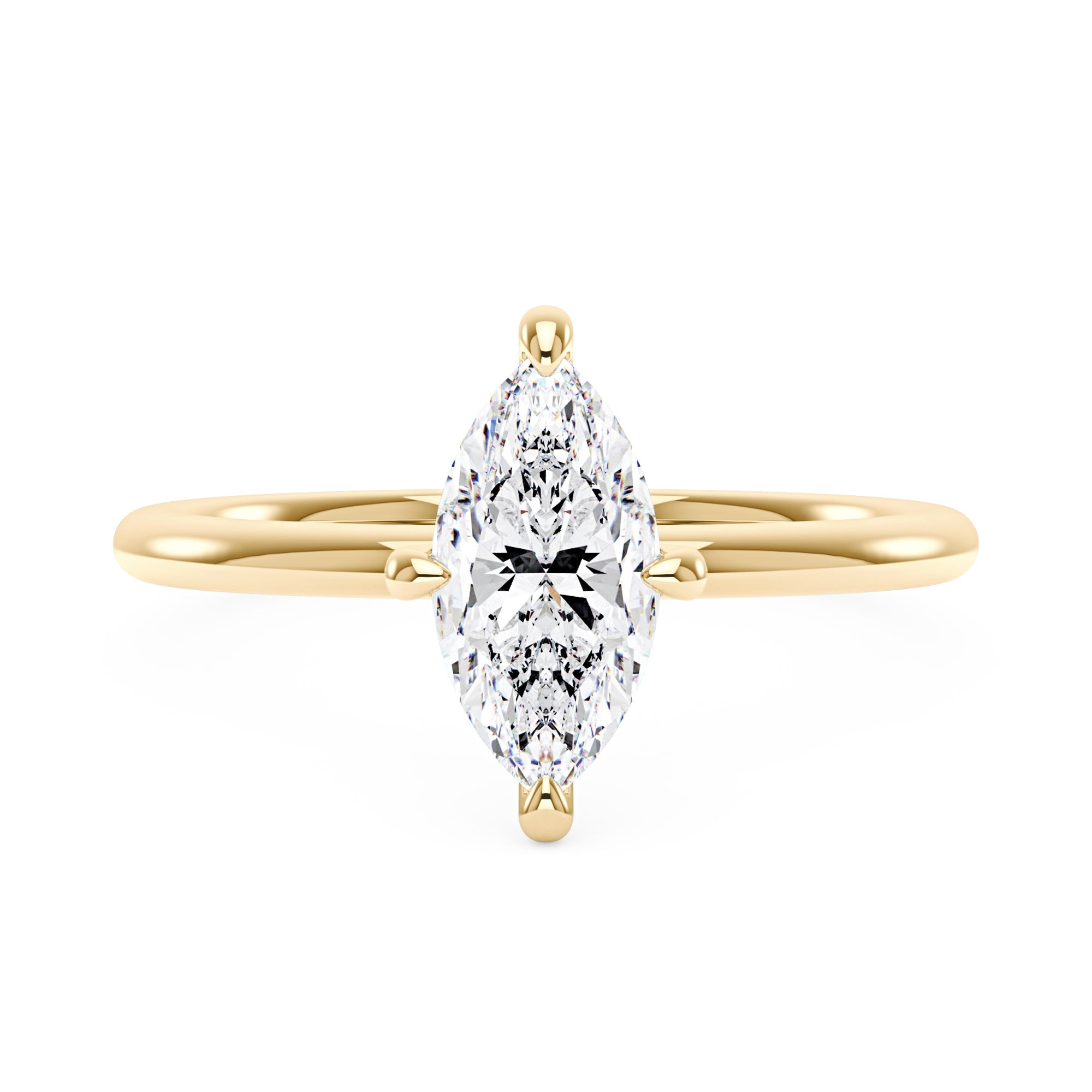 Marquise Shaped Moissanite Solitaire Ring with Hidden Halo