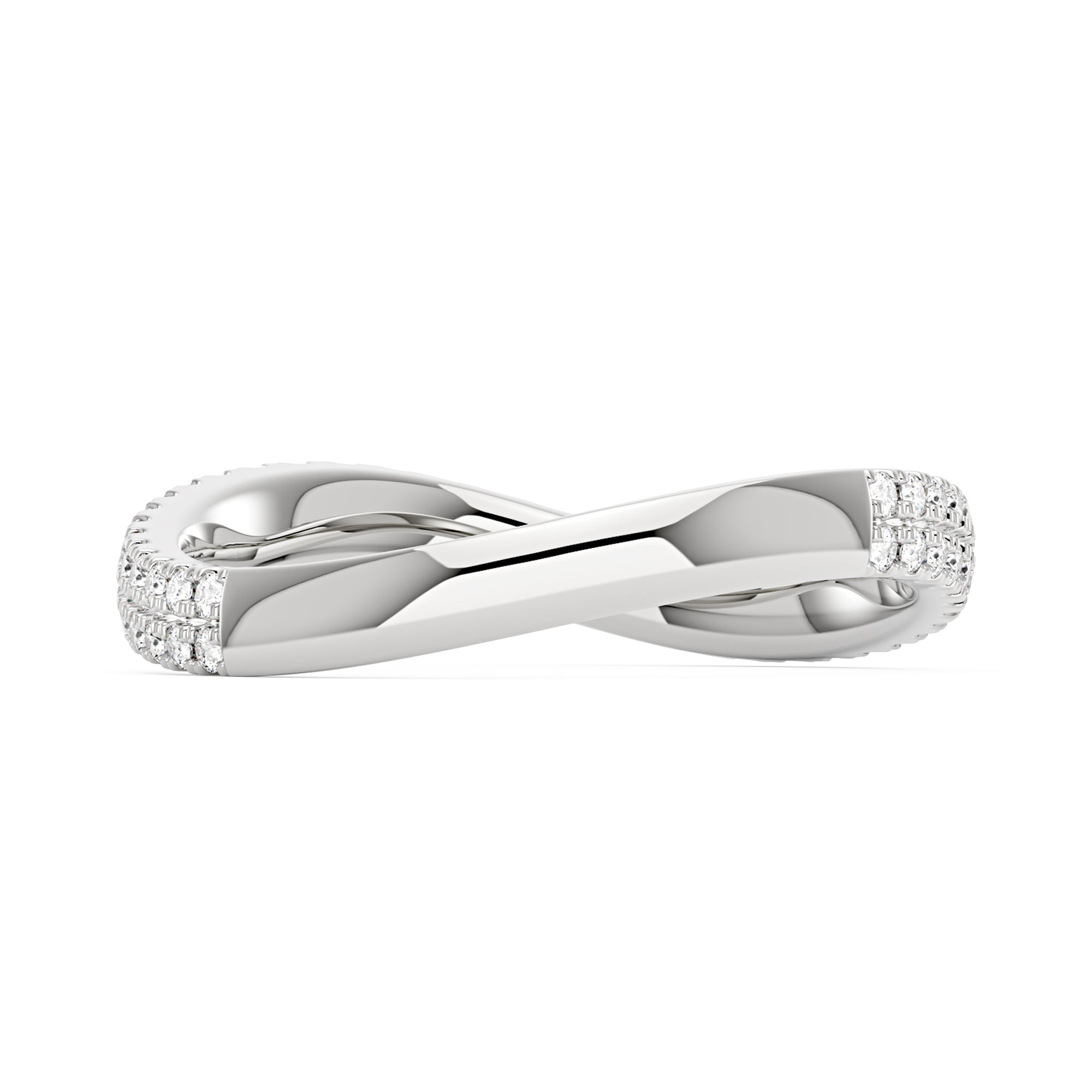 Nature Inspired Moissanite Wave Pavé Half Eternity Band