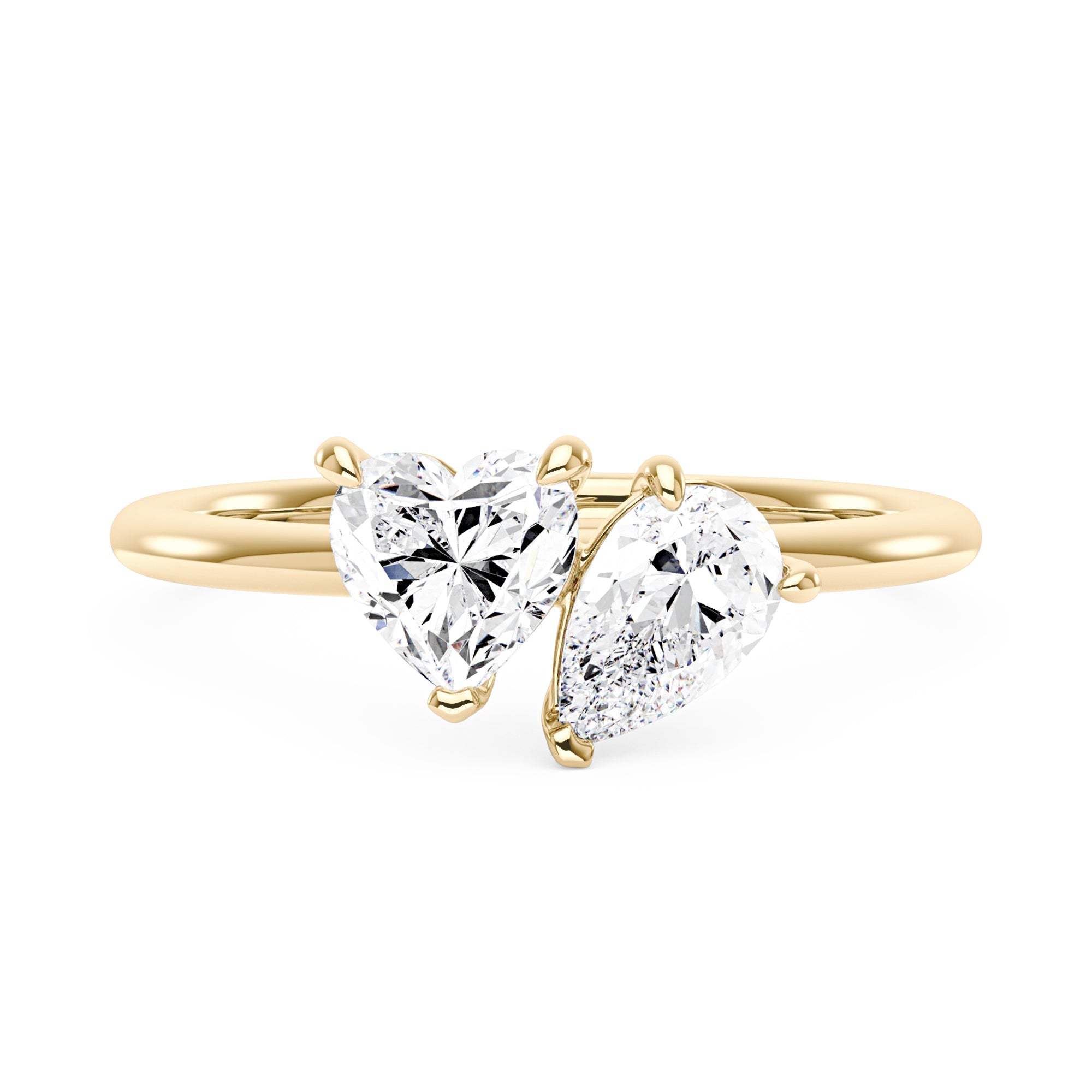 Pear Heart Moissanite Toi et Moi Ring