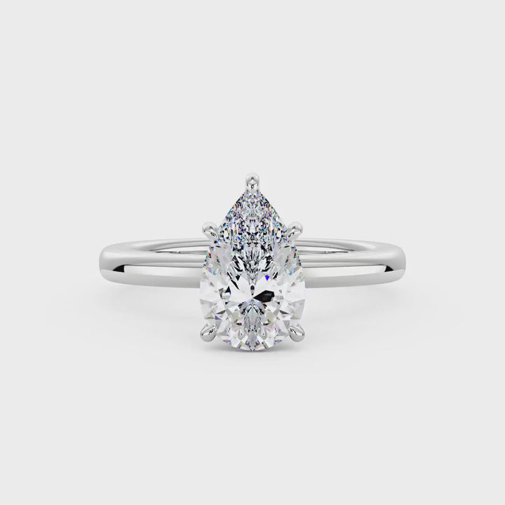 Pear-Shaped Moissanite Solitaire Engagement Ring