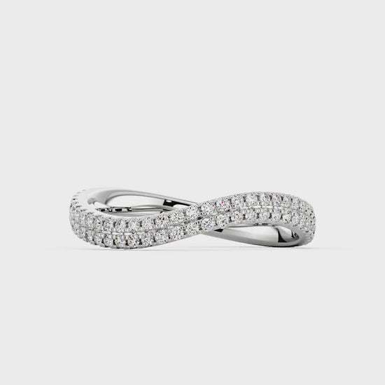Nature Inspired Moissanite Wave Pavé Half Eternity Band