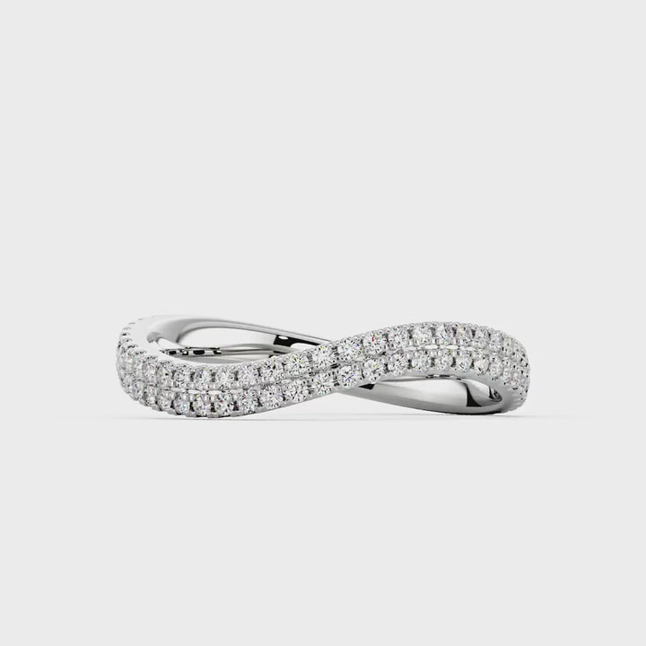 Nature Inspired Moissanite Wave Pavé Half Eternity Band