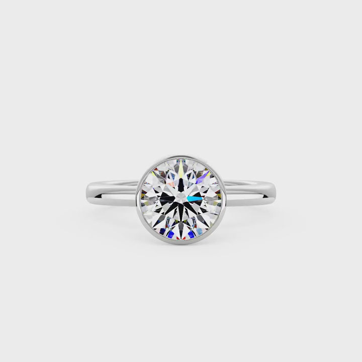 Moissanite Solitaire Round Bezel Ring