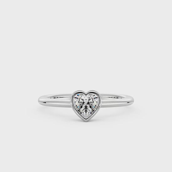 Heart-Shaped Moissanite Bezel Ring