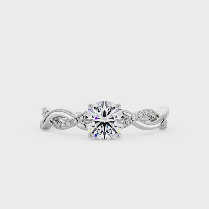 Intertwined Round Solitaire Moissanite Ring