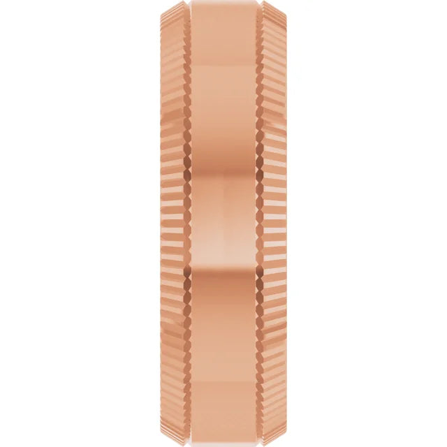 Sleek Edge Beveled Wedding Band