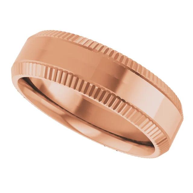 Sleek Edge Beveled Wedding Band