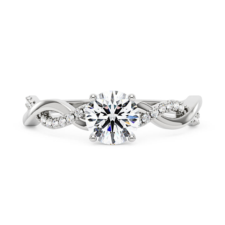 Intertwined Round Solitaire Moissanite Ring