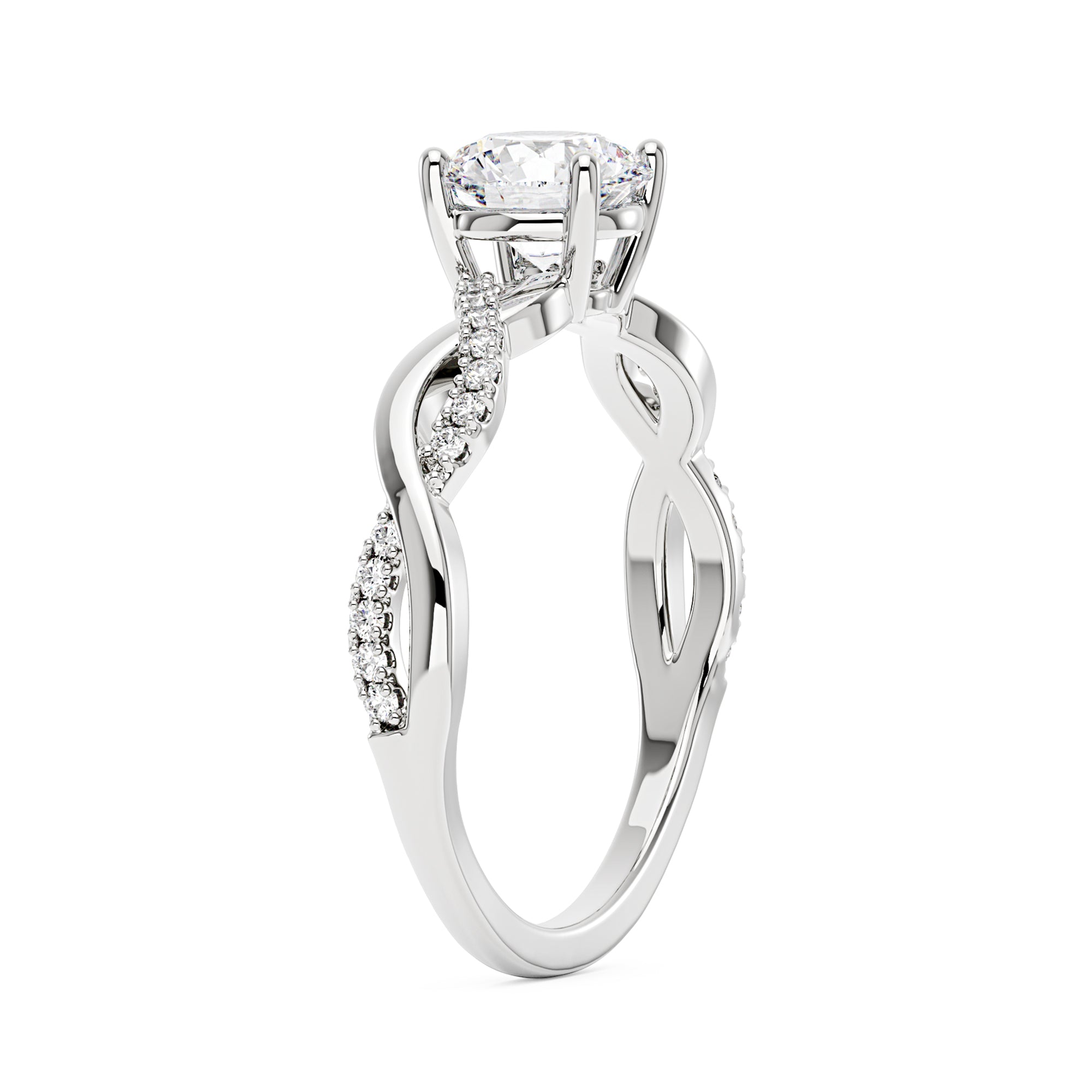 Intertwined Round Solitaire Moissanite Ring