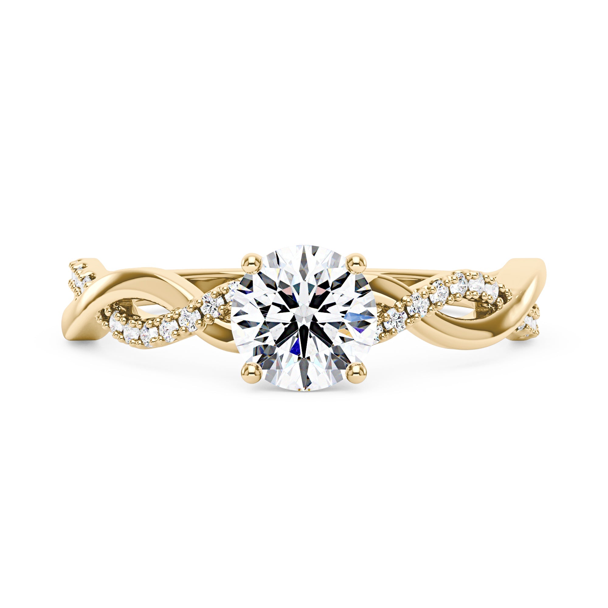 Intertwined Round Solitaire Moissanite Ring