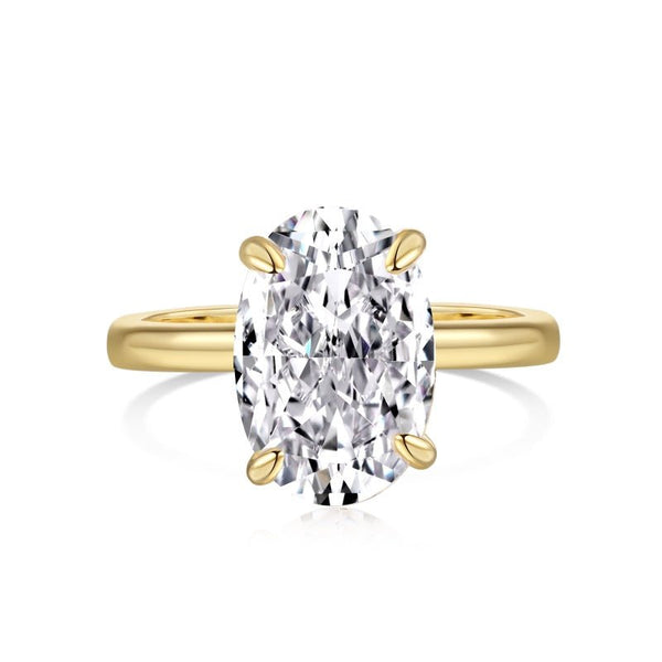 Gold Plain Band Solitaire Ring