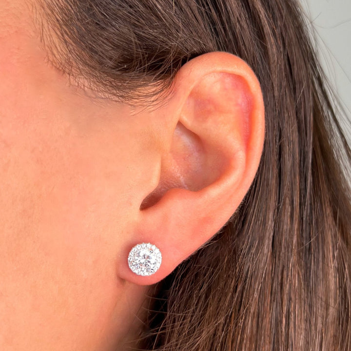 Sterling Silver Mini Round Halo Earrings